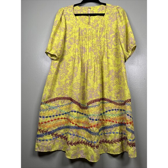 Uncle Frank Embroidered Bright Floral Boho Festival Dress Women’s Size Medium - Picture 3 of 9